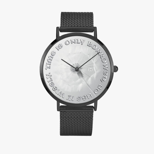 Ultra-Slim Quartz Watch with Motivational Quote - Affirmations and Gratitudes 