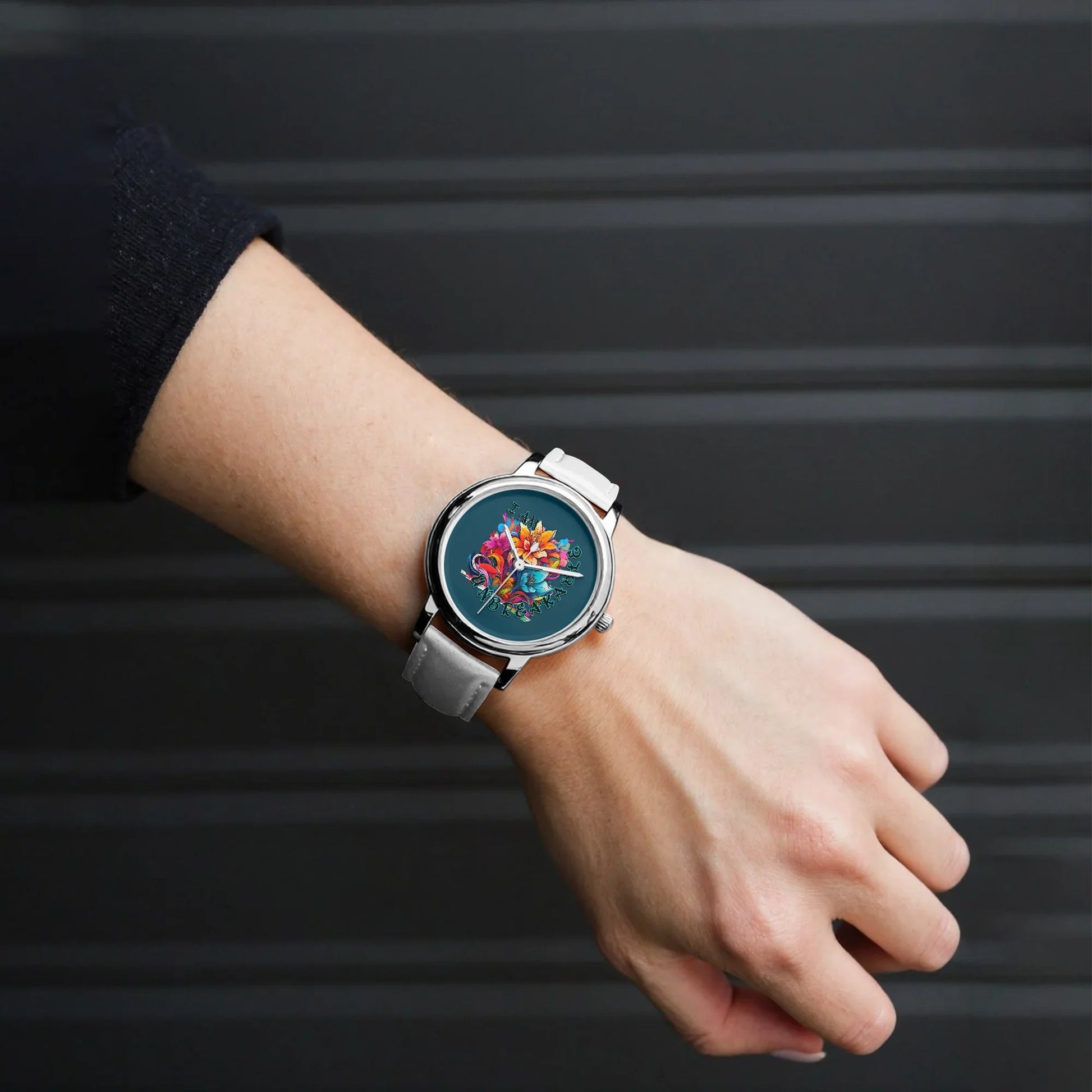 Motivating I Am Unbreakable Genuine Leather Strap Quartz Watch - Affirmations and Gratitudes 