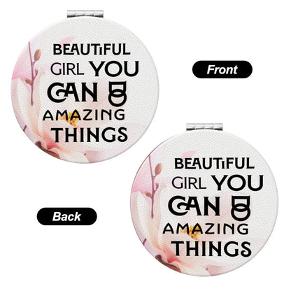 Inspirational Quote Round Portable Pocket Mirror - Affirmations and Gratitudes 