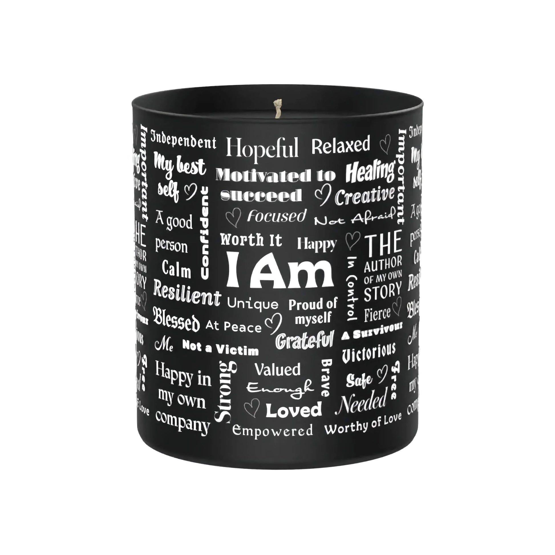 Positive Affirmations 200g Black Candle ‘Dark Noir’ - Affirmations and Gratitudes 