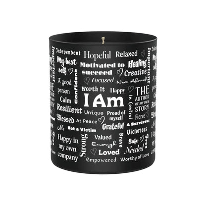 Positive Affirmations 200g Black Candle ‘Dark Noir’ - Affirmations and Gratitudes 