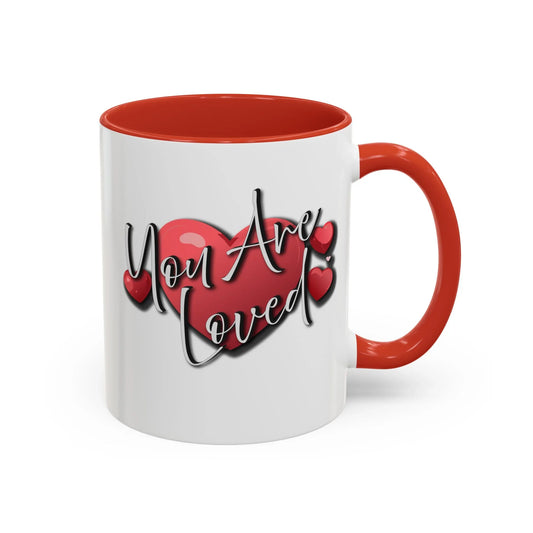 Heartfelt Accent Coffee Mug - You Are Loved Positive Affirmation - Affirmations and Gratitudes 