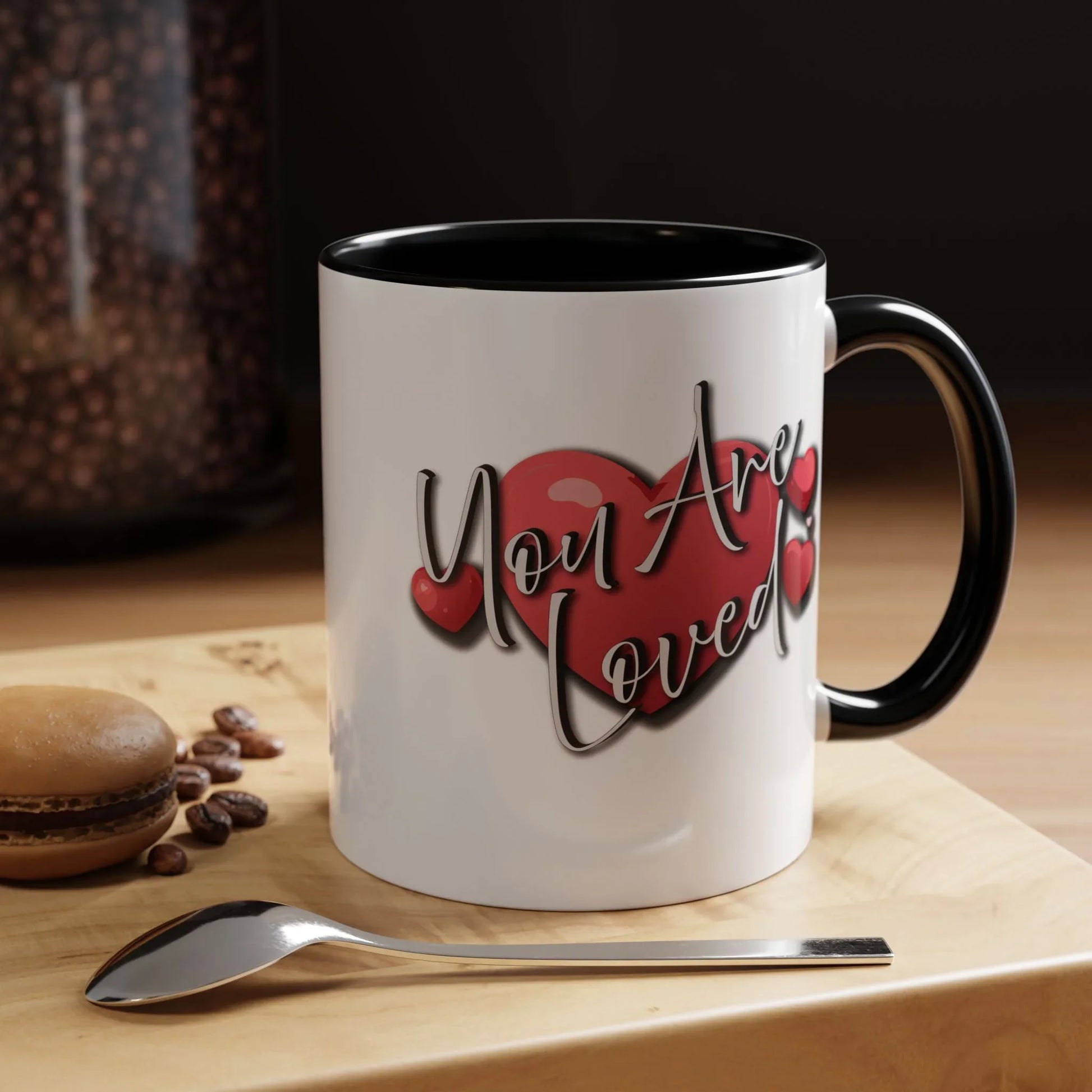 Heartfelt Accent Coffee Mug - You Are Loved Positive Affirmation - Affirmations and Gratitudes 