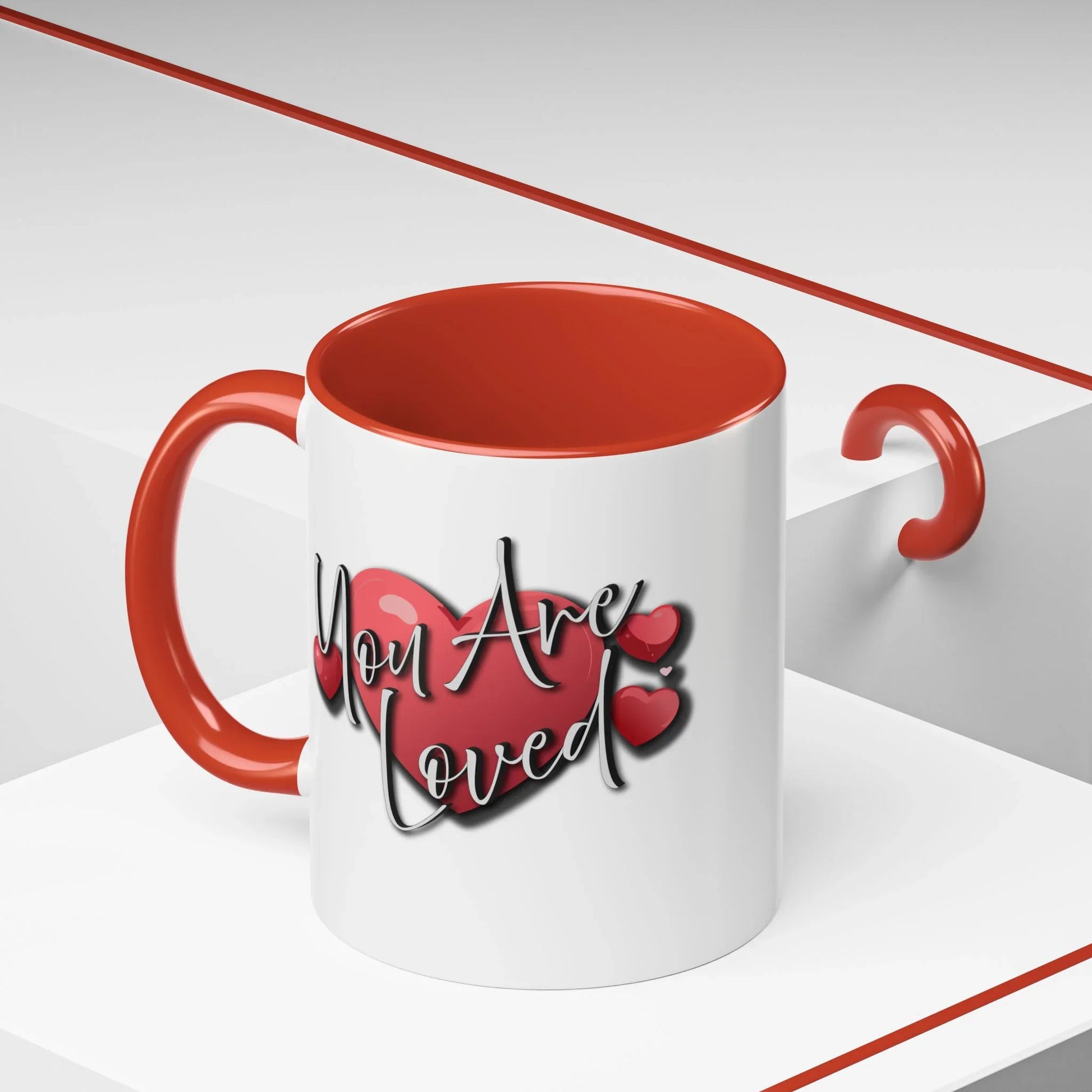 Heartfelt Accent Coffee Mug - You Are Loved Positive Affirmation - Affirmations and Gratitudes 