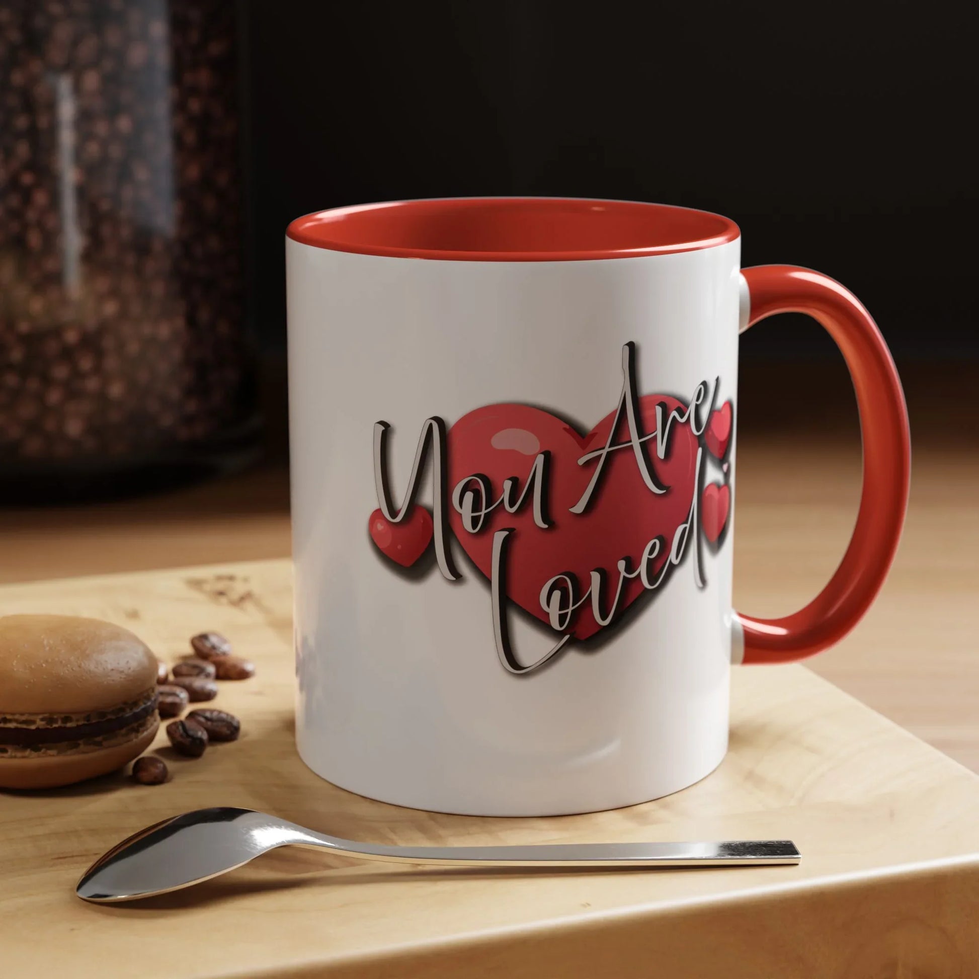 Heartfelt Accent Coffee Mug - You Are Loved Positive Affirmation - Affirmations and Gratitudes 
