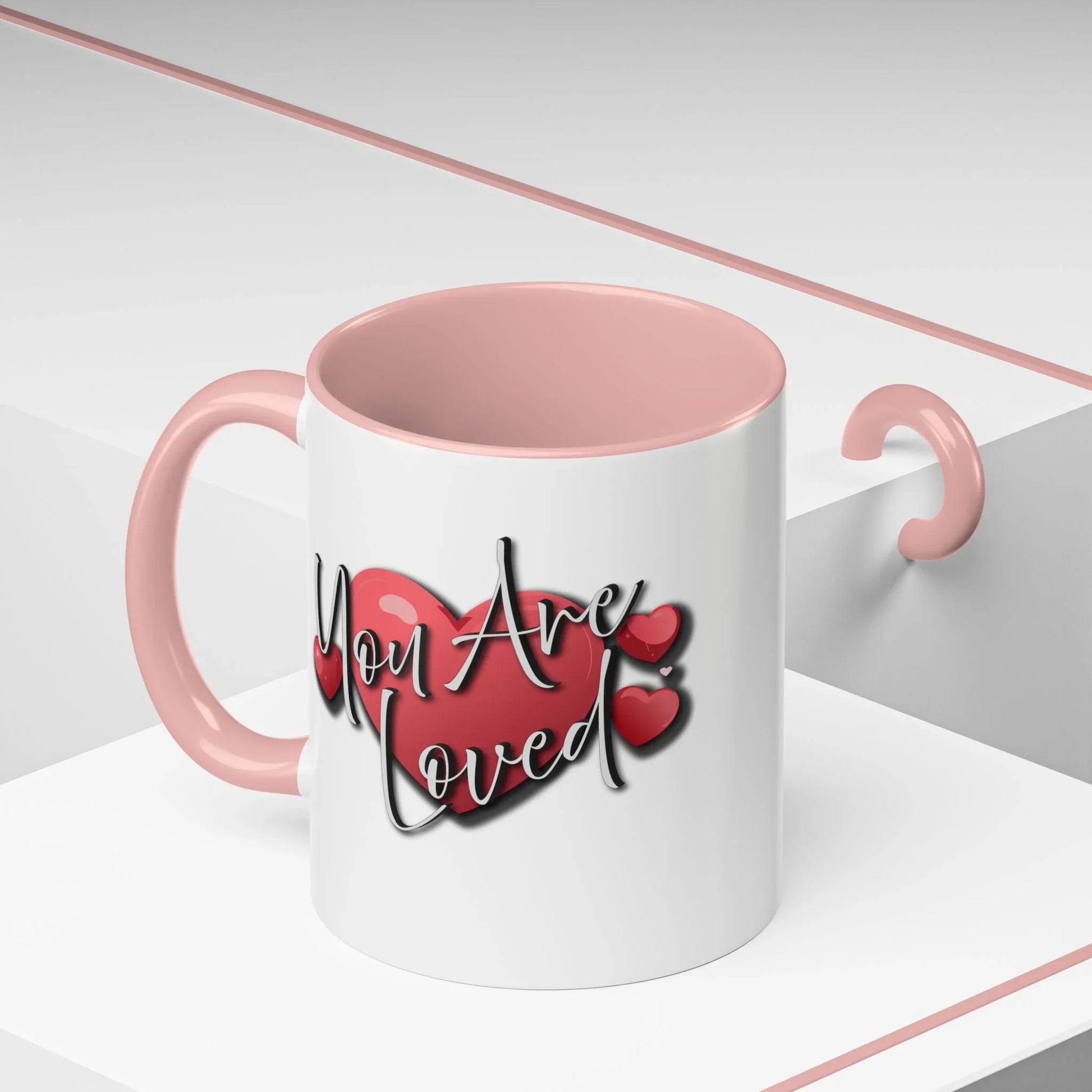 Heartfelt Accent Coffee Mug - You Are Loved Positive Affirmation - Affirmations and Gratitudes 
