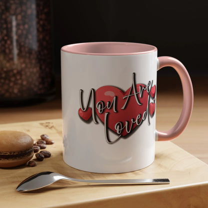 Heartfelt Accent Coffee Mug - You Are Loved Positive Affirmation - Affirmations and Gratitudes 