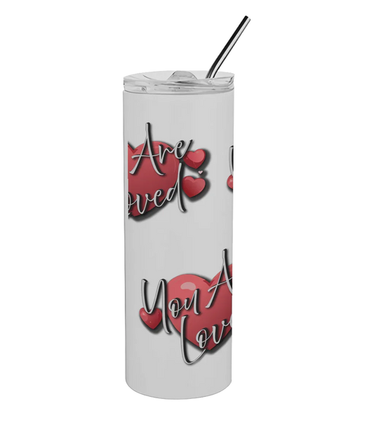 White Tumbler with Straw | Positive Affirmation for Love - Affirmations and Gratitudes 